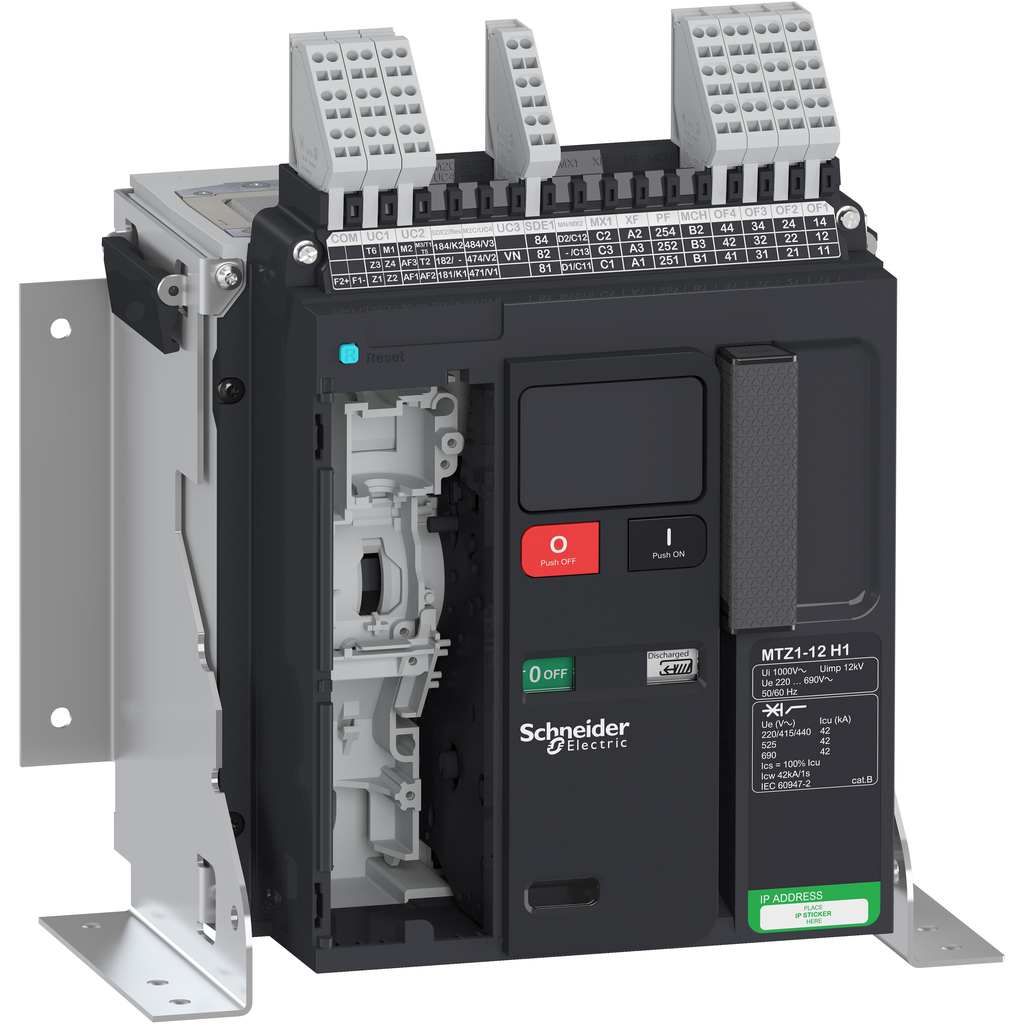 Circuit Breaker Frame, MasterPact MTZ1 12H1, 1250A, 42kA/440VAC 50/60Hz ...